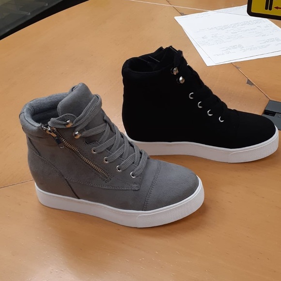 Fabutiq Shoes - Grey side zipper lace up sneaker